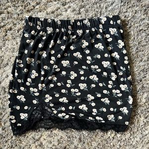 Black Lace Flower Mini Skirt
